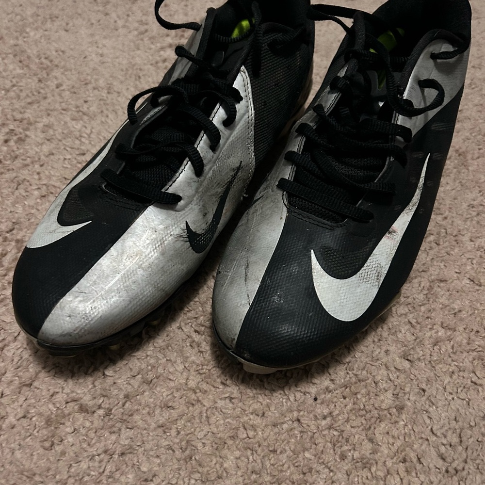 NIKE Vapor Elite Black, Silver & White Cleat Shoes
